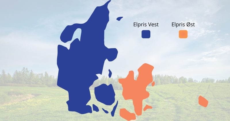 Danmarkskort opdelt i øst og vest